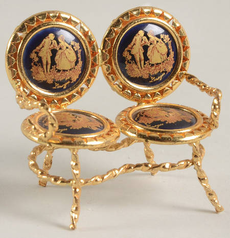 Limoges Miniature Figurines & Giftware Love Seat-Blue - No Box