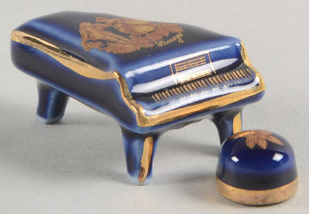 Limoges Miniature Figurines & Giftware Piano-Cobalt Blue-With Stool - No Box