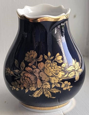 Limoges Miniature Figurines & Giftware Vase=Gold Flowers - No Box