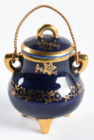 Limoges Miniature Figurines & Giftware Cauldron Footed Cobalt  - No Box