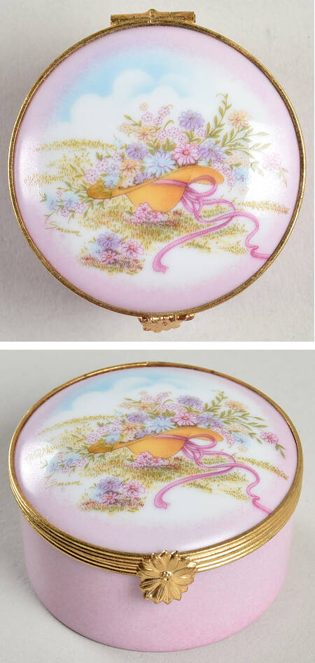 Limoges Miniature Figurines & Giftware Flowers In Hat Pink - No Box