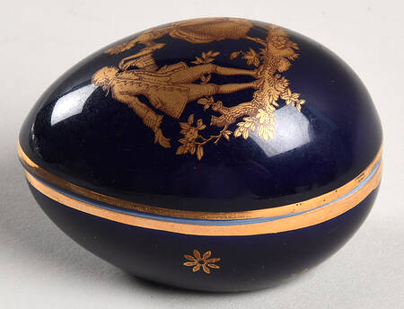 Limoges Miniature Figurines & Giftware Egg-Cobalt Blue/Gold - No Box
