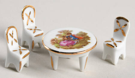 Limoges Miniature Figurines & Giftware Table And 3 Chairs - No Box