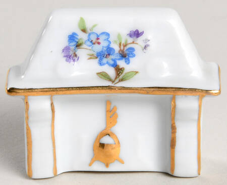 Limoges Miniature Figurines & Giftware Fireplace-Blue Flowers - No Box