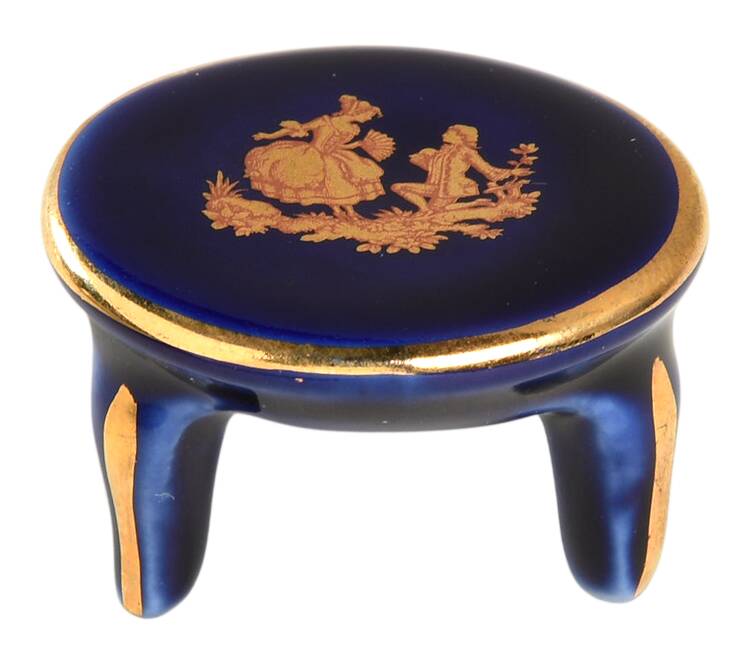 Limoges Miniature Figurines & Giftware Round Table - Cobalt/Proposal - No Box