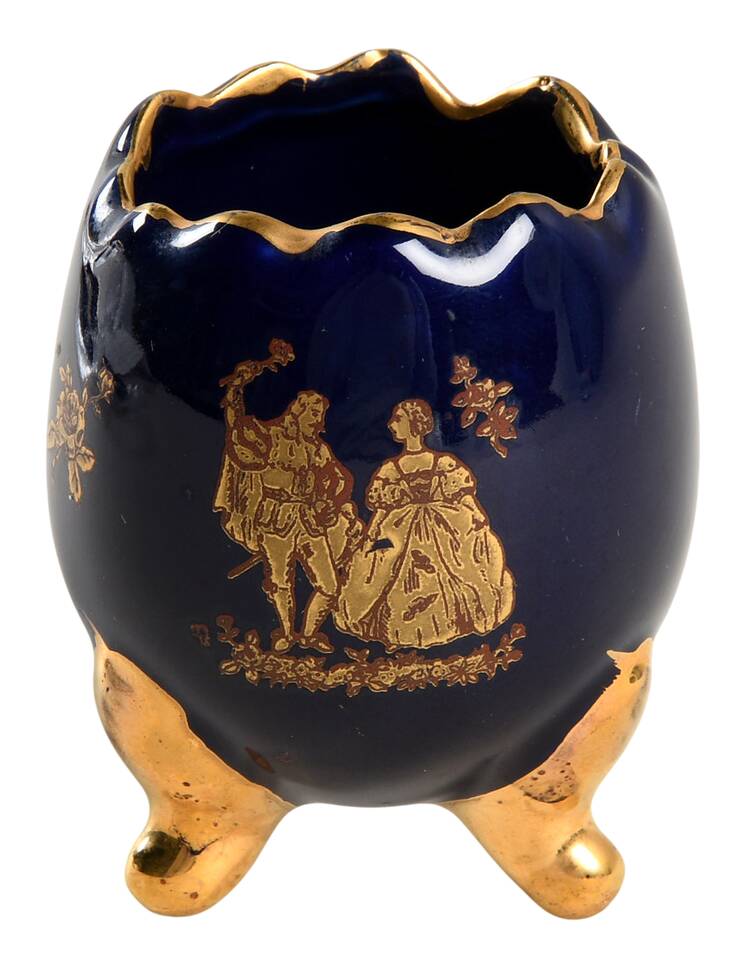 Limoges Miniature Figurines & Giftware Egg Vase - Cobalt/Courting - No Box