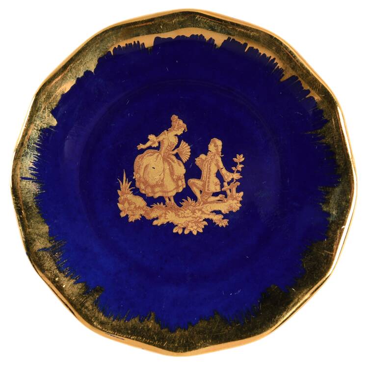 Limoges Miniature Figurines & Giftware Courting Plate-Cobalt Blue - No Box