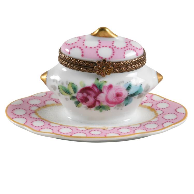 Limoges Miniature Figurines & Giftware Floral Tureen Hinged Box - No Box