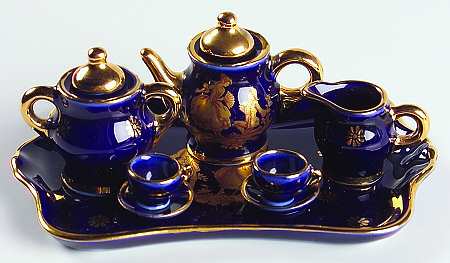 Limoges Miniature Figurines & Giftware Cobalt Tea Set-Proposal - No Box