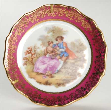 Limoges Miniature Figurines & Giftware Mini Plate-Red Pastoral - No Box