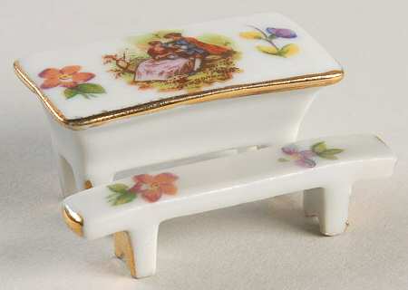 Limoges Miniature Figurines & Giftware Table With Bench - No Box