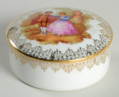 Limoges Miniature Figurines & Giftware Covered Box-Round-White - No Box