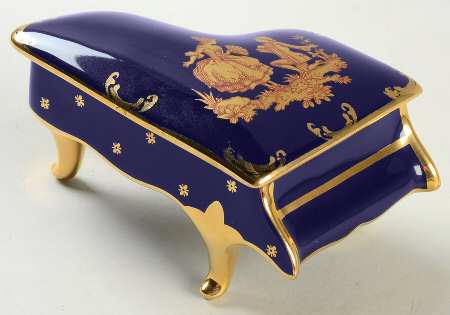 Limoges Miniature Figurines & Giftware Piano-Cobalt Blue - No Box