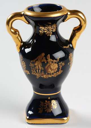 Limoges Miniature Figurines & Giftware Vase-Cobalt Blue - No Box