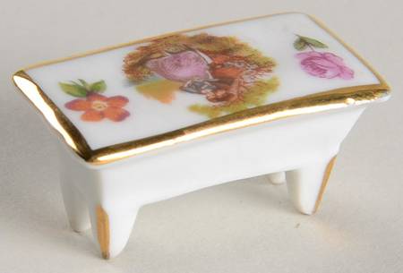 Limoges Miniature Figurines & Giftware Table-Rectangular Court/Floral - No Box