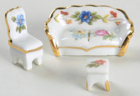Limoges Miniature Figurines & Giftware Couch And Chair-Set Of 3 - No Box