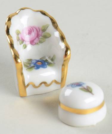 Limoges Miniature Figurines & Giftware Chair With Foot Stool - No Box