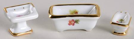 Limoges Miniature Figurines & Giftware Bathroom-Set Of 3 - No Box