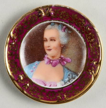 Limoges Miniature Figurines & Giftware Mini-Plate-Red Rim-Woman  - No Box