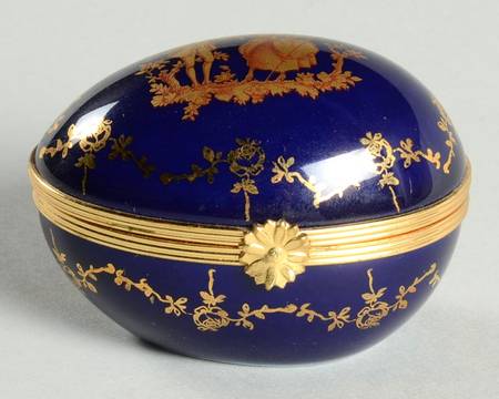 Limoges Miniature Figurines & Giftware Egg Box-Cobalt Blue - No Box