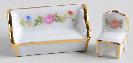 Limoges Miniature Figurines & Giftware Couch With Chair - No Box