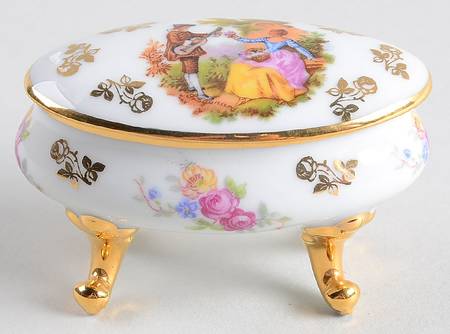 Limoges Miniature Figurines & Giftware Footed Oval Box-Serenade - No Box