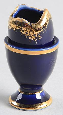 Limoges Miniature Figurines & Giftware Egg Cup With Egg-Cobalt And Gold - No Box