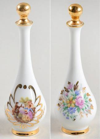 Limoges Miniature Figurines & Giftware Vase With Stopper-White With Flowers - No Box