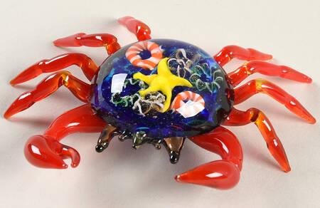 Lenox Art Glass Figurines Coral Treasures Crab - Boxed