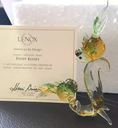 Lenox Art Glass Figurines Fishy Kisses - Boxed