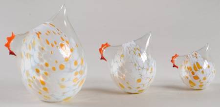 Lenox Art Glass Figurines Chick's On Parade Set Of 3 - Boxed