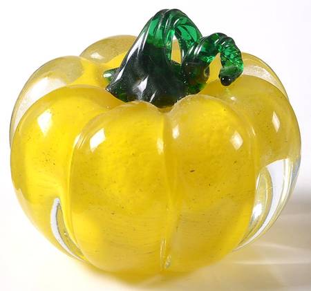 Lenox Art Glass Figurines Pumpkin - Yellow - No Box 37b