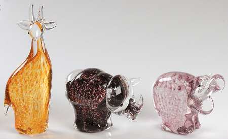 Lenox Art Glass Figurines Savanna Sunset-Set Of 3 - With Box