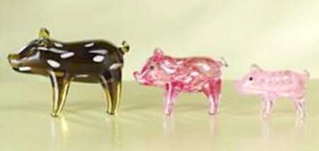 Lenox Art Glass Figurines Piggy Playtime Set Of 3 - Boxed