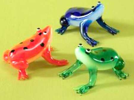 Lenox Art Glass Figurines Toad-Ally Colorful Set Of 3 - Boxed