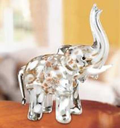 Lenox Art Glass Figurines White Splendor Elephant - Boxed
