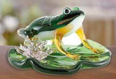 Lenox Art Glass Figurines Daydreams On The Pond Frog - With Box