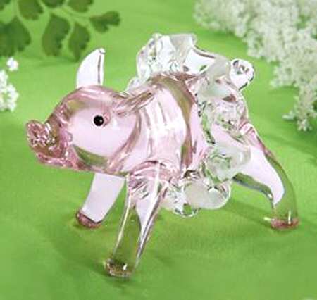 Lenox Art Glass Figurines Piggy Pirouette - Boxed