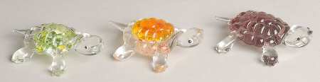 Lenox Art Glass Figurines Turtle Trio - Boxed