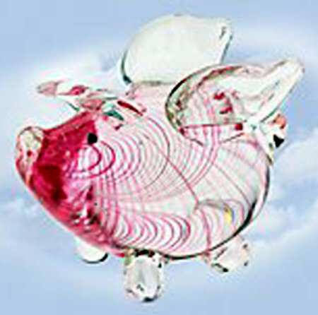 Lenox Art Glass Figurines When Pigs Fly - Boxed