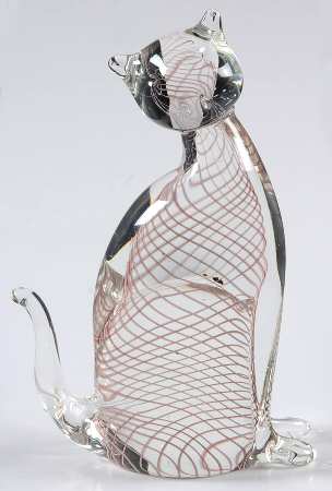 Lenox Art Glass Figurines Pink Paradise-Cat - No Box