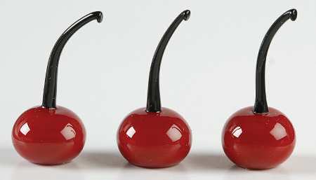 Lenox Art Glass Figurines Summer Sweetness-Cherries-Set  Of 3 - No Box