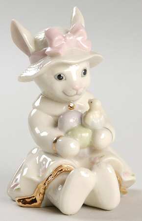 Easter Figurines Easter Bunny Sitting With Eggs - With Box