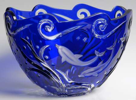 Crystal Bowl Cased Crystal Dolphin Bowl - Boxed