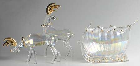 Lenox Crystal Christmas Figurines Shimmering Sleigh Ride-Set Of 3 - Boxed