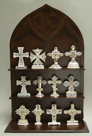 Elegant Cross Collection Set Of 12 Crosses With Display Shelf - With Box