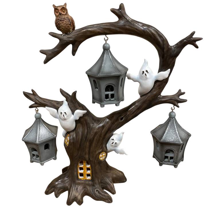 Halloween Figurines Ghoulish Hallown Tree-Lighted - Boxed