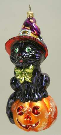 Larry Fraga Christmas Ornament Kitty & Pumpkin - No Box