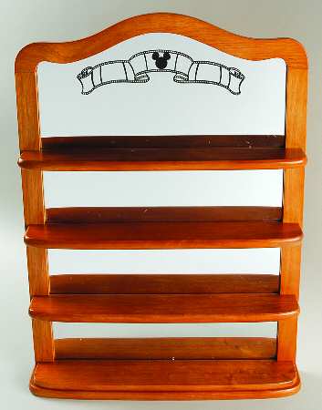 Movie Star Mickey Thimble Collection Mirrored Display Shelf - Display Rack Wood