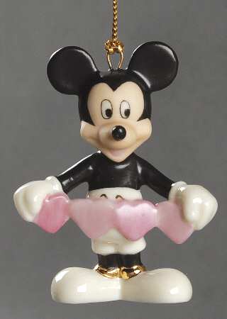 Romantic Moments Ornament Tree Mickey With Paper Hearts - No Box